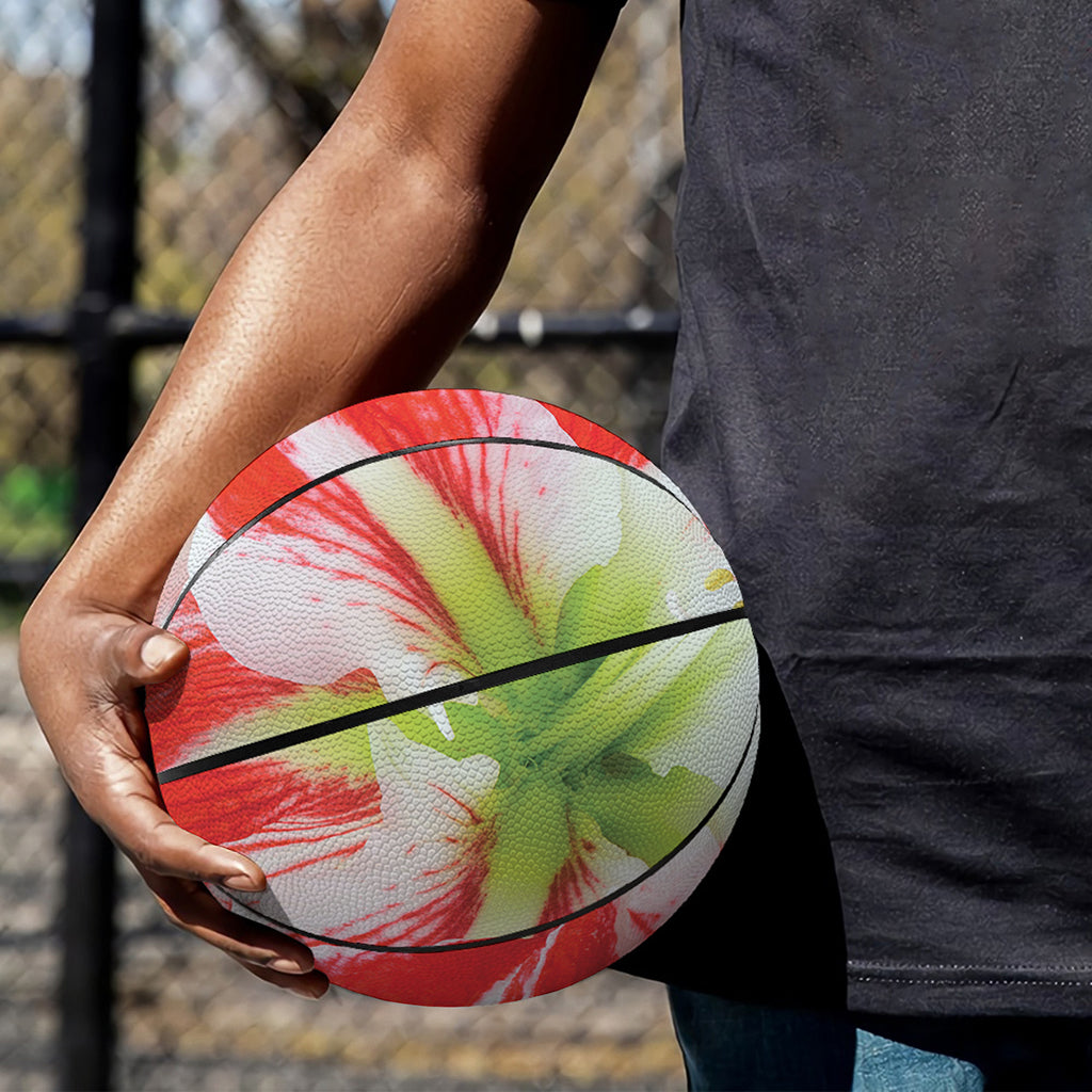 Red And White Amaryllis Print Basketball