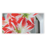 Red And White Amaryllis Print Beach Towel