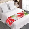Red And White Amaryllis Print Bed Runner