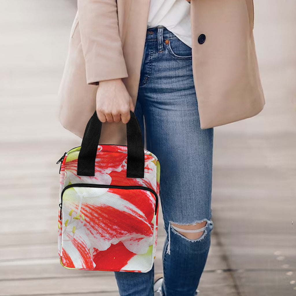 Red And White Amaryllis Print Bible Tote Bag