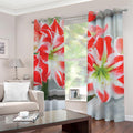 Red And White Amaryllis Print Dimout Grommet Curtains