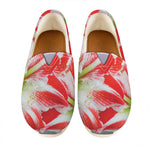 Red And White Amaryllis Print Casual Shoes