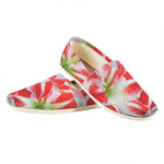 Red And White Amaryllis Print Casual Shoes