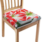 Red And White Amaryllis Print Chair Cushion Cover