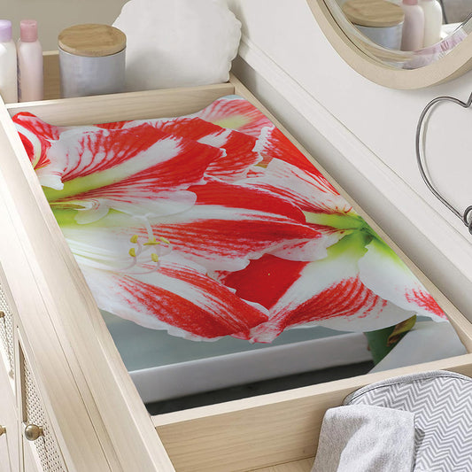 Red And White Amaryllis Print Changing Pad Cover