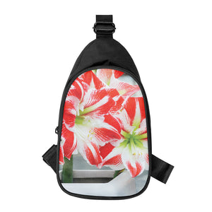 Red And White Amaryllis Print Chest Bag