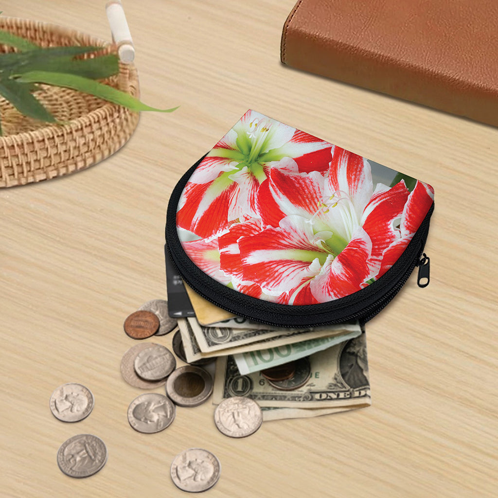 Red And White Amaryllis Print Coin Purse