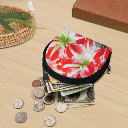 Red And White Amaryllis Print Coin Purse