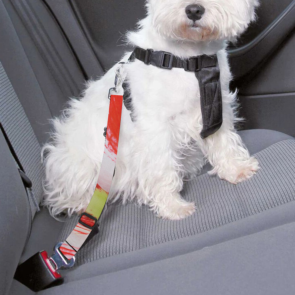 Red And White Amaryllis Print Dog Seat Belt