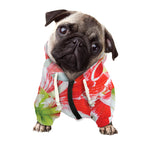 Red And White Amaryllis Print Dog Zip Up Hoodie