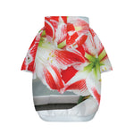 Red And White Amaryllis Print Dog Zip Up Hoodie