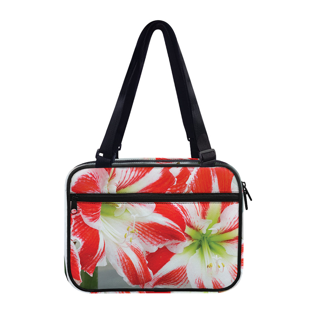Red And White Amaryllis Print Double Strap Bible Bag