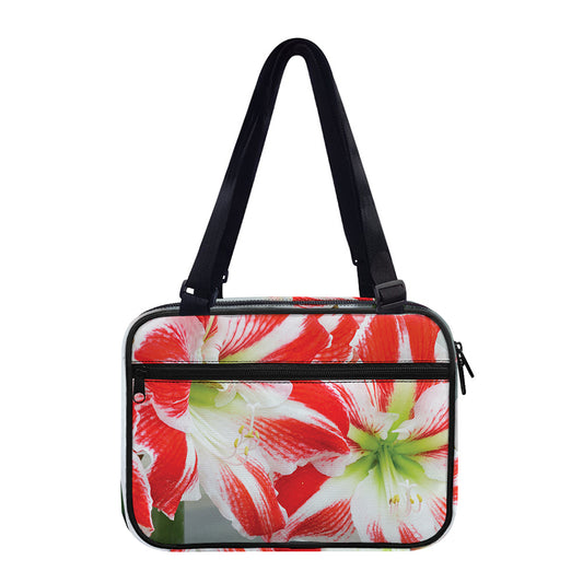 Red And White Amaryllis Print Double Strap Bible Bag