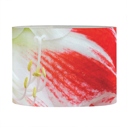 Red And White Amaryllis Print Drum Lamp Shade