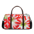 Red And White Amaryllis Print Duffel Bag