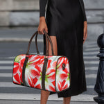 Red And White Amaryllis Print Duffle Bag