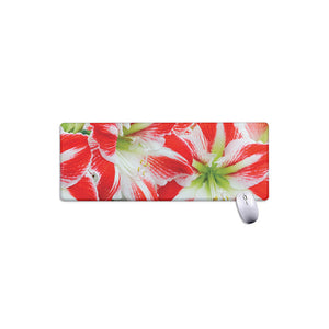 Red And White Amaryllis Print Extended Mouse Pad