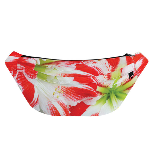 Red And White Amaryllis Print Fanny Pack