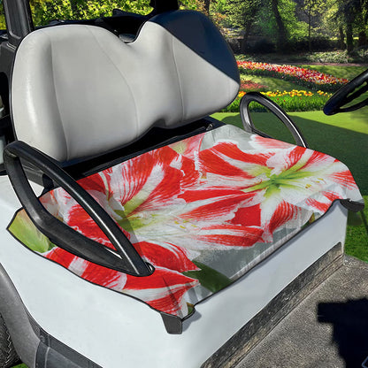 Red And White Amaryllis Print Golf Cart Seat Cover