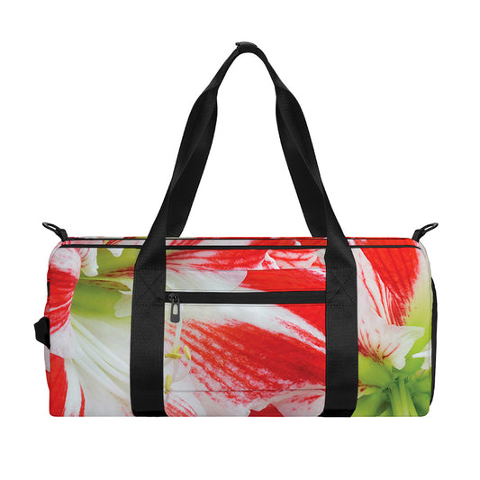 Red And White Amaryllis Print Gym Bag