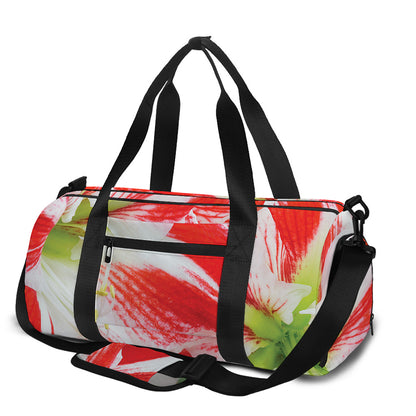 Red And White Amaryllis Print Gym Bag