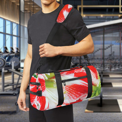 Red And White Amaryllis Print Gym Bag
