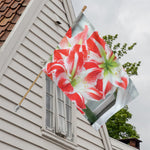 Red And White Amaryllis Print House Flag
