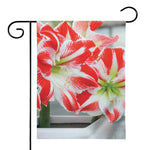 Red And White Amaryllis Print House Flag