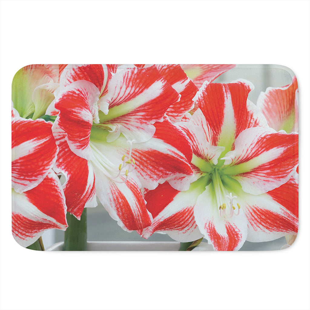 Red And White Amaryllis Print Indoor Door Mat