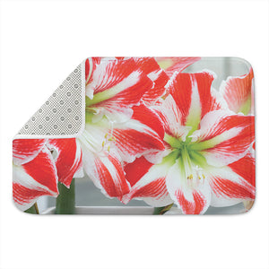 Red And White Amaryllis Print Indoor Door Mat