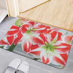 Red And White Amaryllis Print Indoor Door Mat