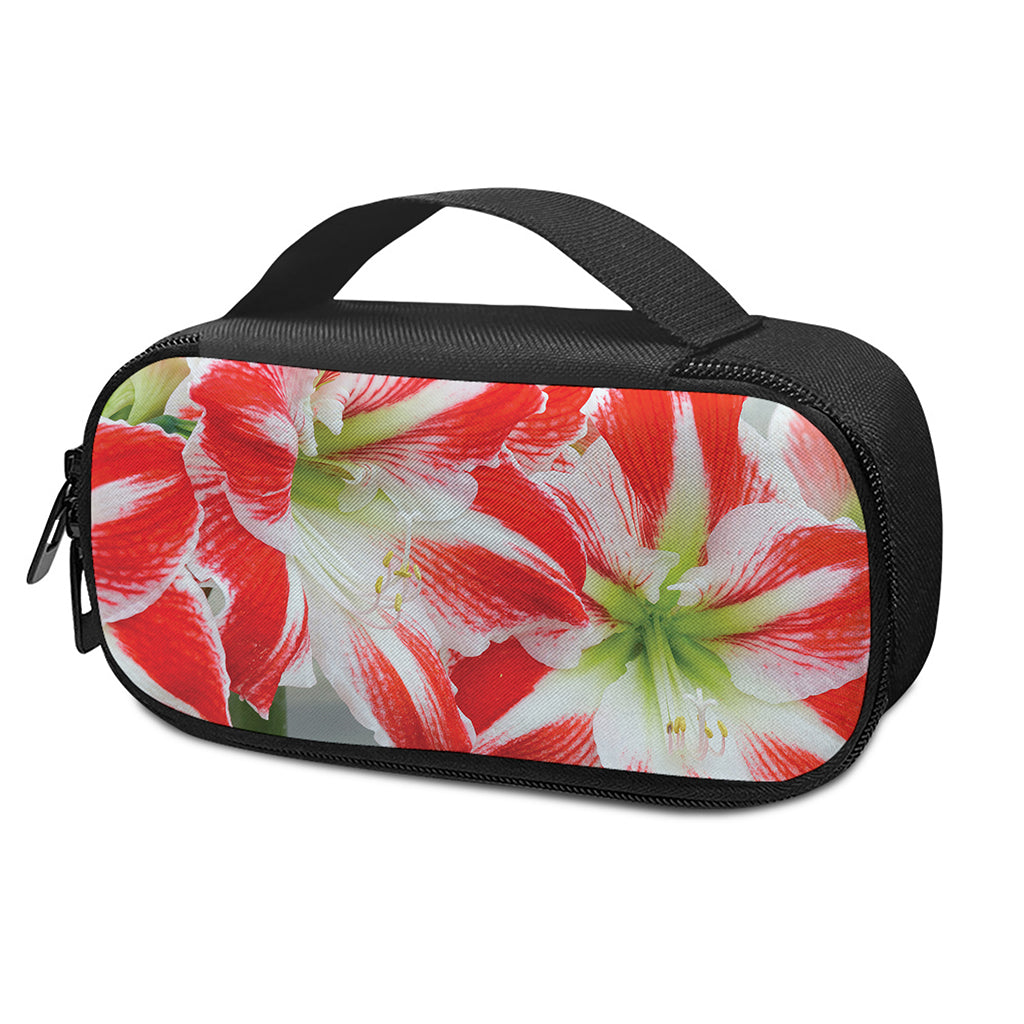 Red And White Amaryllis Print Insulin Cooler Travel Case