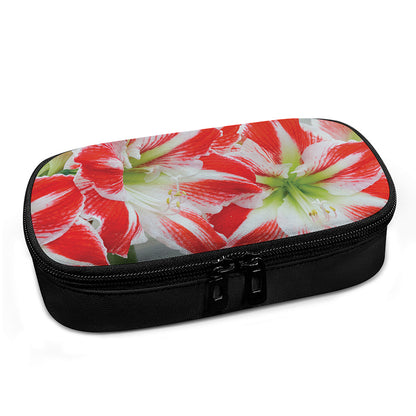 Red And White Amaryllis Print Insulin Cooler Travel Case