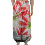 Red And White Amaryllis Print Lantern Pants