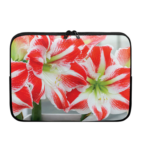 Red And White Amaryllis Print Laptop Sleeve