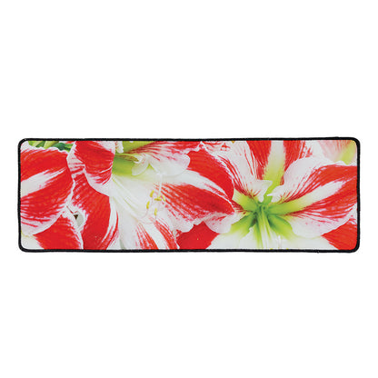 Red And White Amaryllis Print Long Kitchen Mat