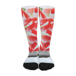 Red And White Amaryllis Print Long Socks