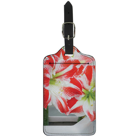 Red And White Amaryllis Print Luggage Tag