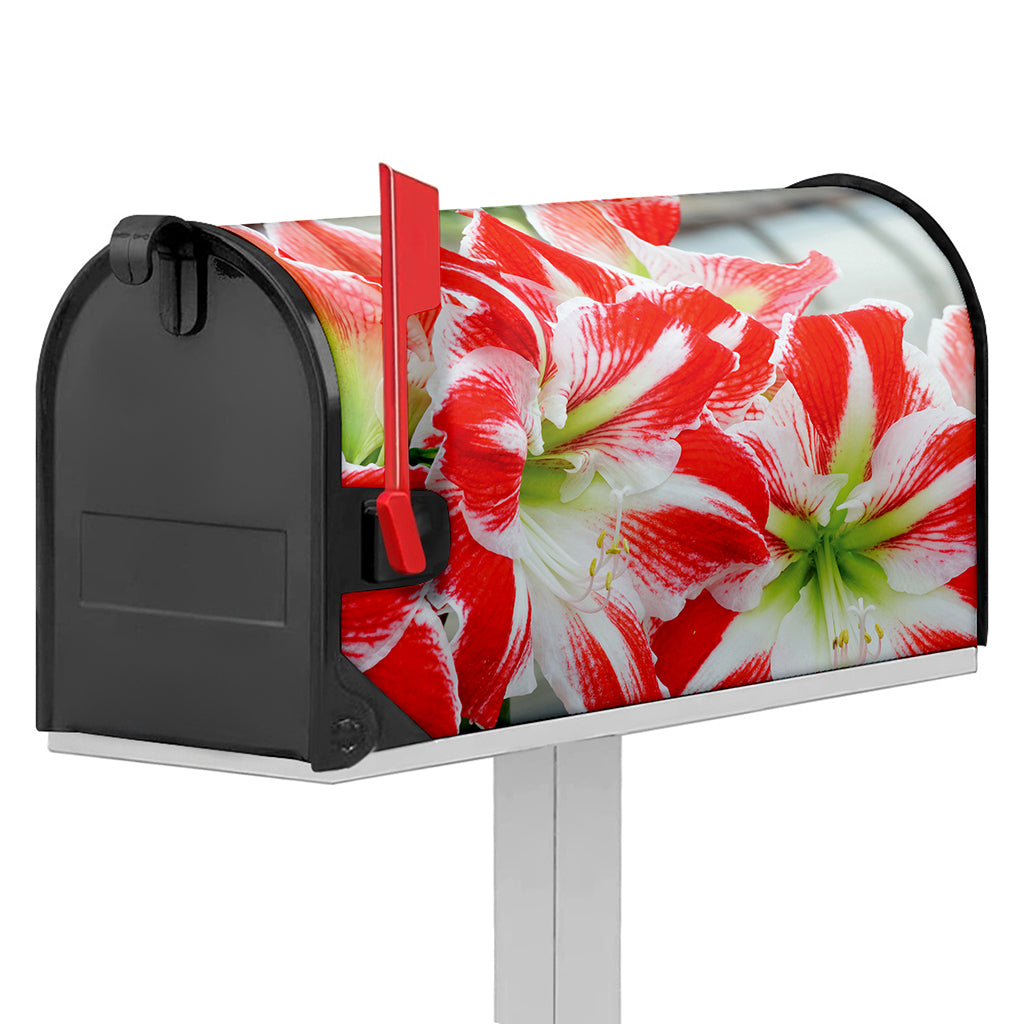 Red And White Amaryllis Print Mailbox Cover