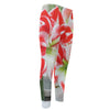 Red And White Amaryllis Print Men's Compression Pants