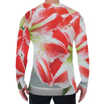 Red And White Amaryllis Print Men's Long Sleeve T-Shirt