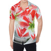 Red And White Amaryllis Print Men's Shirt