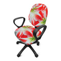 Red And White Amaryllis Print Office Chair Cover