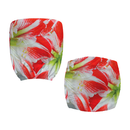 Red And White Amaryllis Print Office Chair Cover