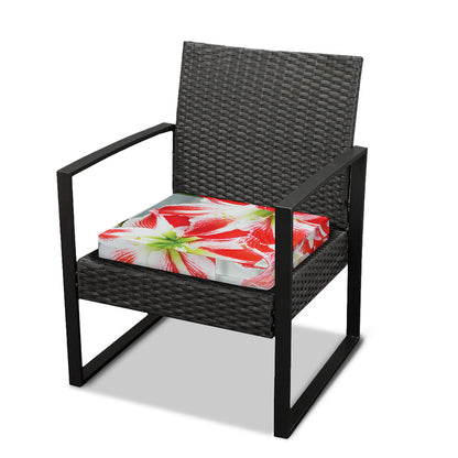 Red And White Amaryllis Print Outdoor Seat Cushion Cover
