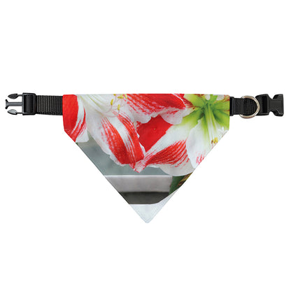 Red And White Amaryllis Print Over The Collar Dog Bandana