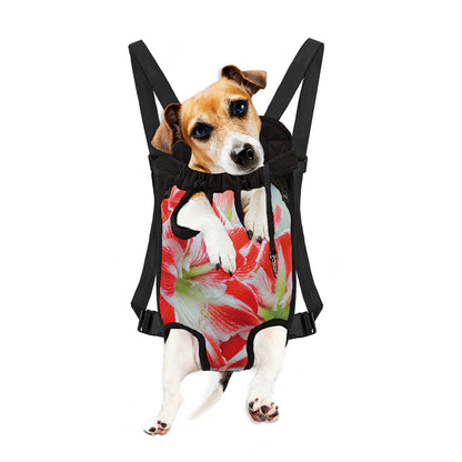 Red And White Amaryllis Print Pet Carrier Backpack