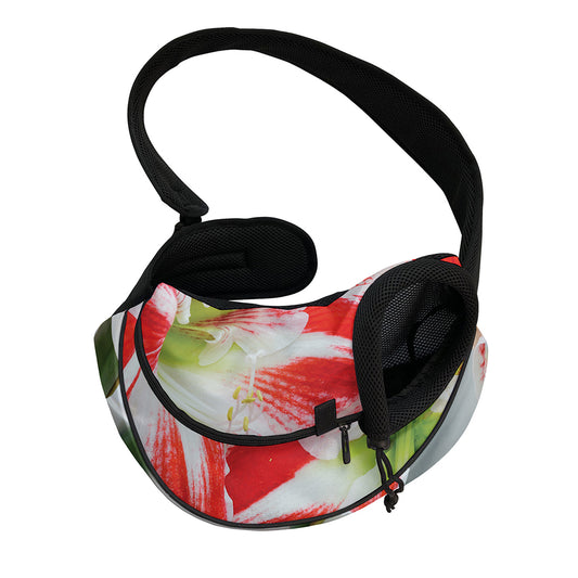 Red And White Amaryllis Print Pet Sling Carrier