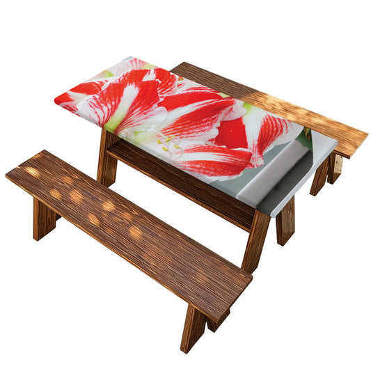 Red And White Amaryllis Print Picnic Table Cover