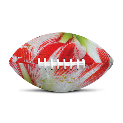 Red And White Amaryllis Print Rugby Ball